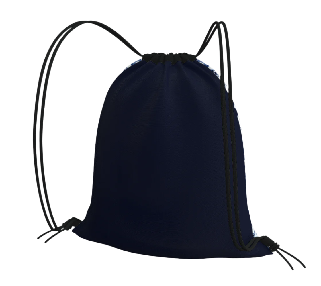 Portuguese 'Alfama' Esquina Tile Drawstring Bag in Traditional Blue and White - Adjustable Straps with Key Ring