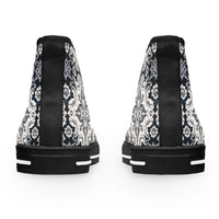 Thumbnail for Antique Black Women's High Top Sneakers - Alfama Tile Design Inspired by Lisbon