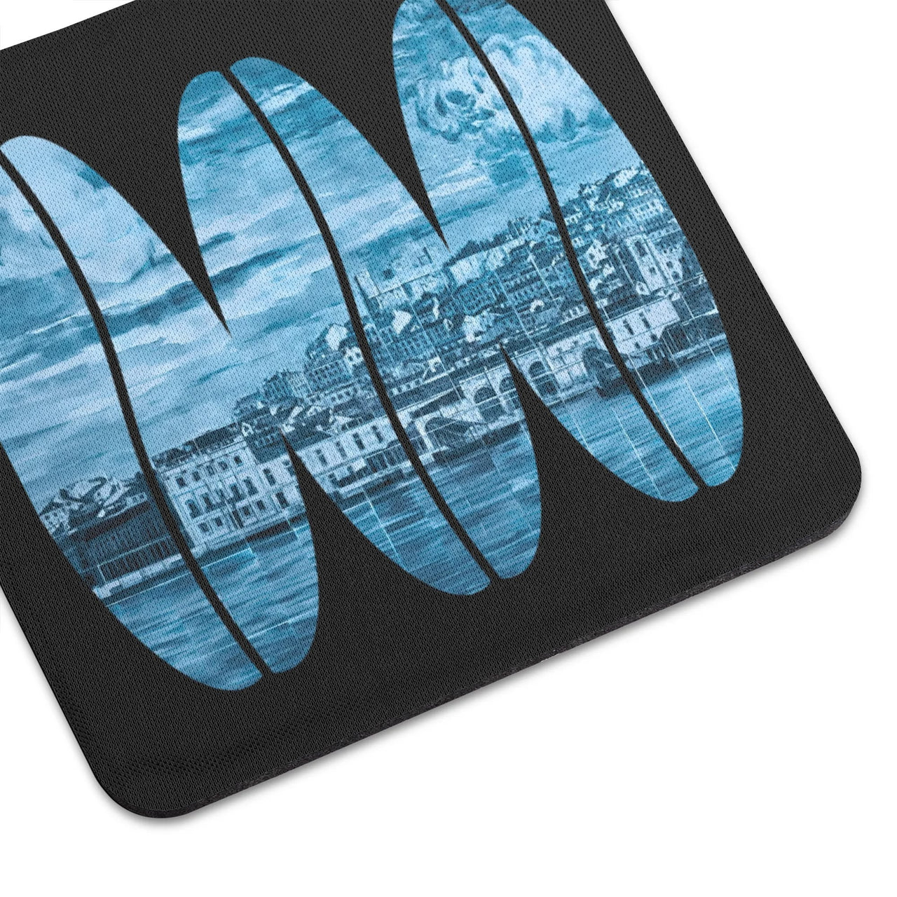 Neoprene Coaster Set (4) - 3 Ovals Lisbon Mosaic Mural in Lisbon Sky Blues