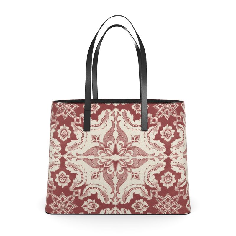 Textured Nappa Leather Tote - Alfama Esquina Tile (Large and Small Sizes and in 4 Colors)