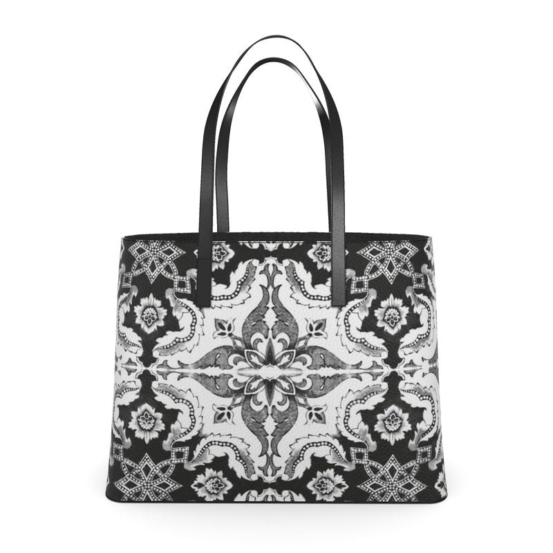 Textured Nappa Leather Tote - Alfama Esquina Tile (Large and Small Sizes and in 4 Colors)