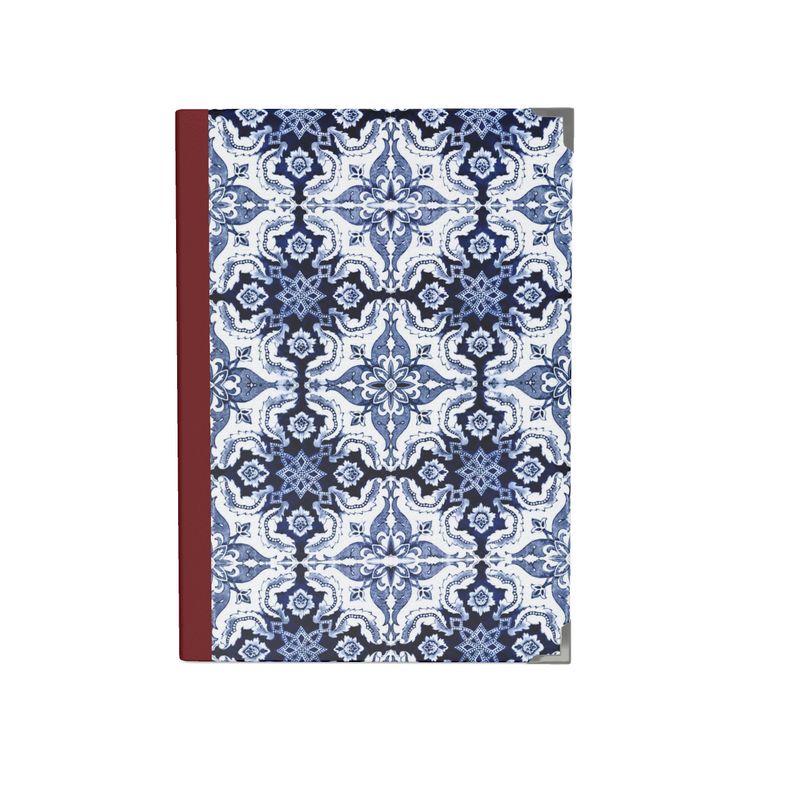 Elegant Alfama Tile Hardcover Journal with Soft Satin Cover Maroon Spine - Available in 4 Stunning Colors