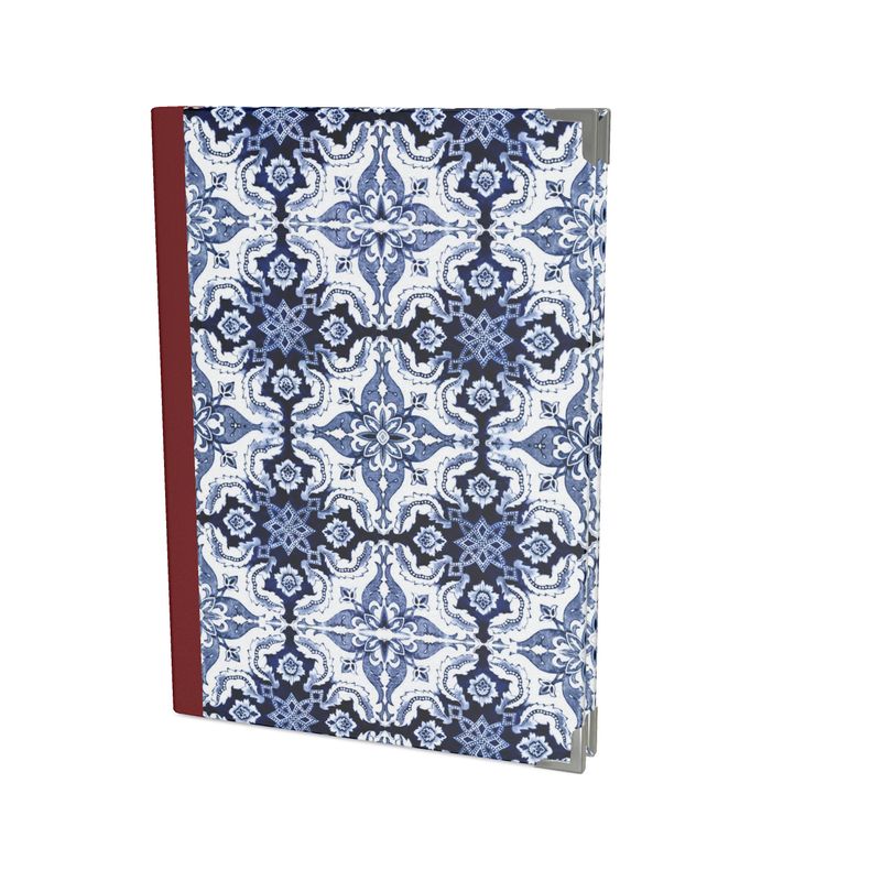 Elegant Alfama Tile Hardcover Journal with Soft Satin Cover Maroon Spine - Available in 4 Stunning Colors