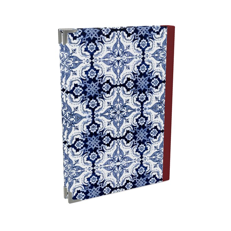 Elegant Alfama Tile Hardcover Journal with Soft Satin Cover Maroon Spine - Available in 4 Stunning Colors