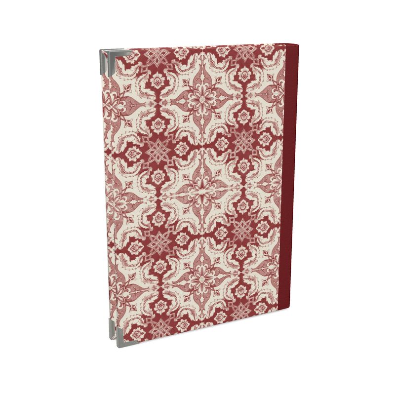 Elegant Alfama Tile Hardcover Journal with Soft Satin Cover Maroon Spine - Available in 4 Stunning Colors