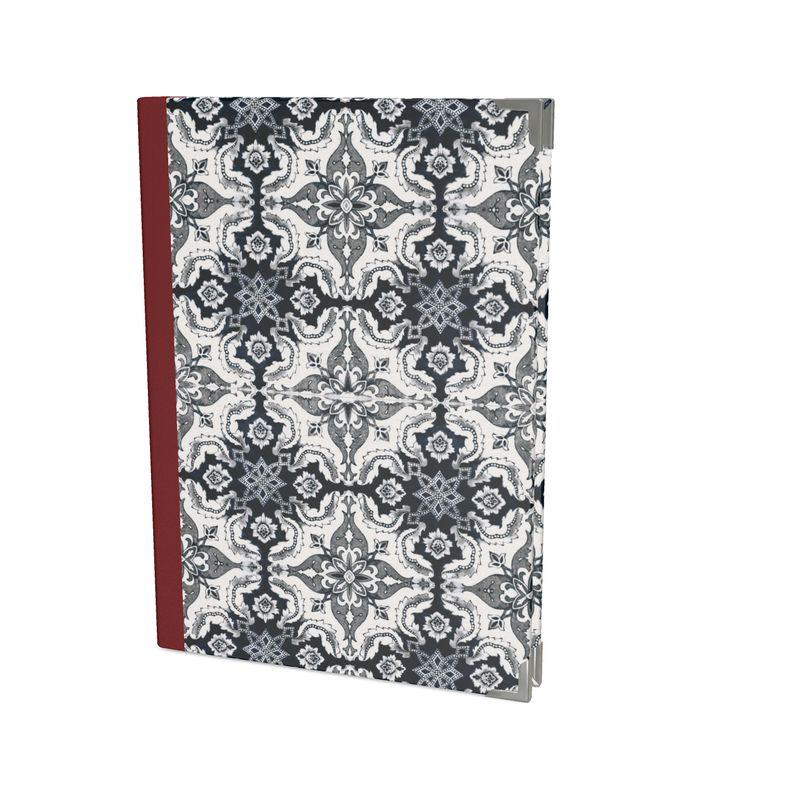 Elegant Alfama Tile Hardcover Journal with Soft Satin Cover Maroon Spine - Available in 4 Stunning Colors