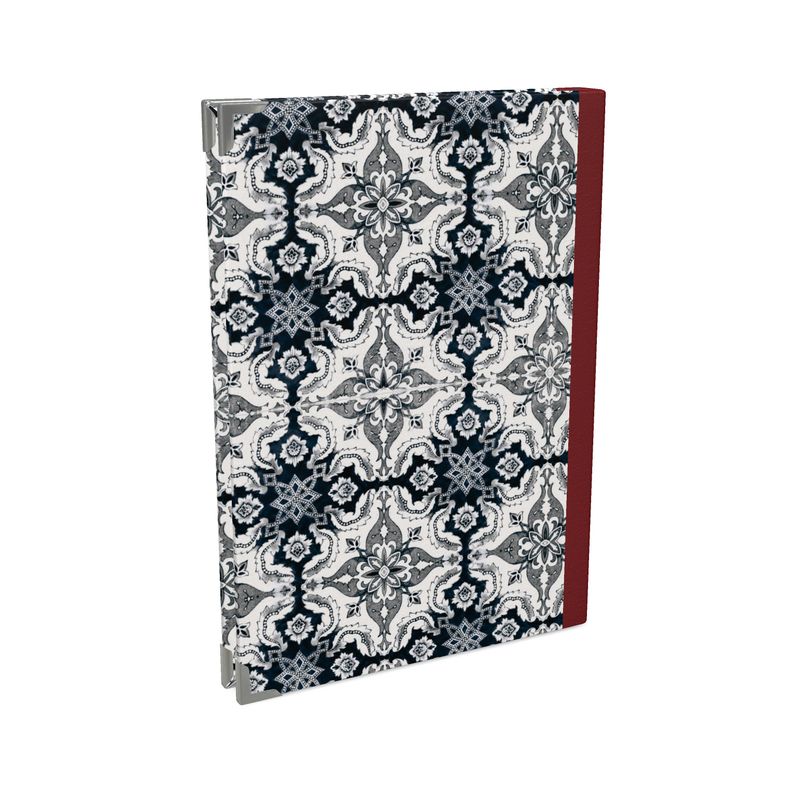 Elegant Alfama Tile Hardcover Journal with Soft Satin Cover Maroon Spine - Available in 4 Stunning Colors