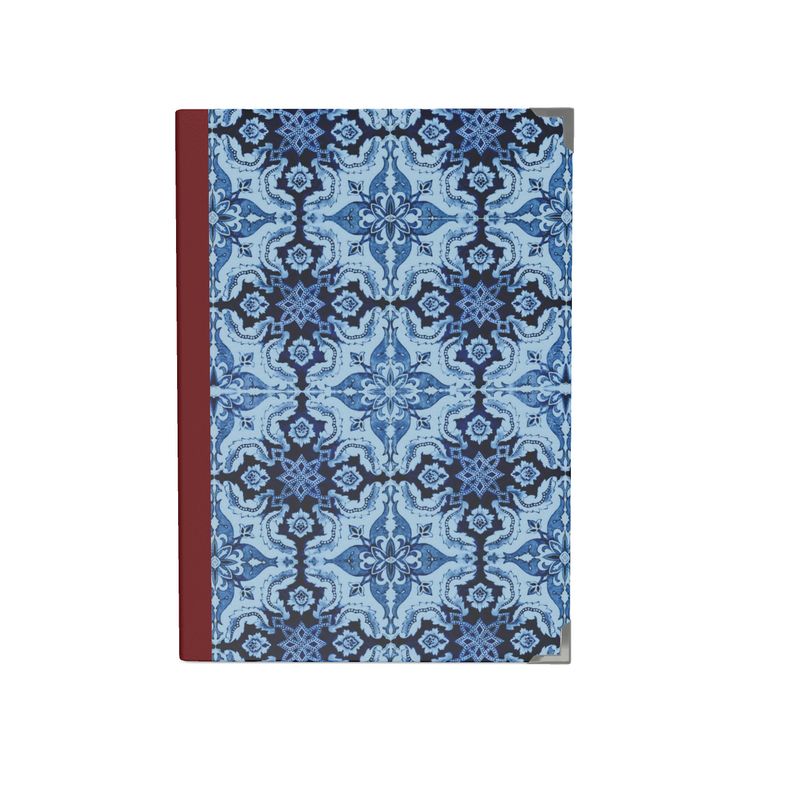 Elegant Alfama Tile Hardcover Journal with Soft Satin Cover Maroon Spine - Available in 4 Stunning Colors