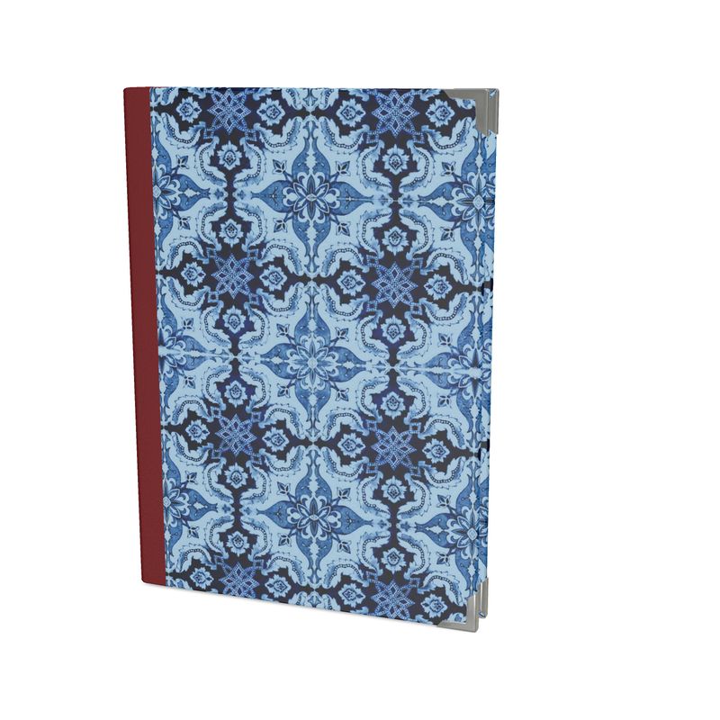 Elegant Alfama Tile Hardcover Journal with Soft Satin Cover Maroon Spine - Available in 4 Stunning Colors