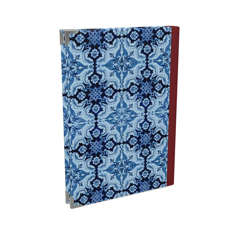 Elegant Alfama Tile Hardcover Journal with Soft Satin Cover Maroon Spine - Available in 4 Stunning Colors