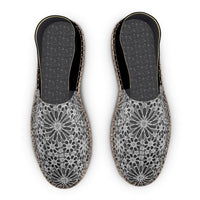 Thumbnail for Unisex Espadrilles Portuguese Moorish Charcoal Tile with Black Heel