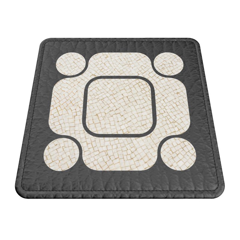 Leather Coaster - Black with Creamy Calçada Cascais Portugal Cobblestone Faux or Nappa Leather