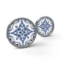 Thumbnail for Cufflinks - Lisbon Alfama Esquina Tiled Round Cufflinks in Two Colors