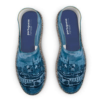 Thumbnail for Flat Espadrilles - Lisbon Portugal Mosaic Mural in Antique Black or Mural Blues