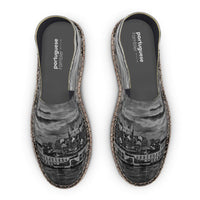 Thumbnail for Flat Espadrilles - Lisbon Portugal Mosaic Mural in Antique Black or Mural Blues