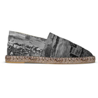 Thumbnail for Flat Espadrilles - Lisbon Portugal Mosaic Mural in Antique Black or Mural Blues