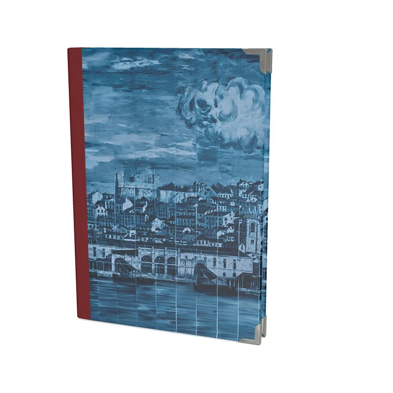 Luxury Hardcover Journal Covered in an Elegant Satin with the Lisbon Mosaic Mural with Red Spine