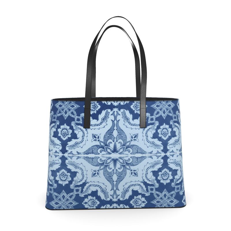 Textured Nappa Leather Tote - Alfama Esquina Tile (Large and Small Sizes and in 4 Colors)