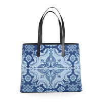 Thumbnail for Textured Nappa Leather Tote - Alfama Esquina Tile (Large and Small Sizes and in 4 Colors)