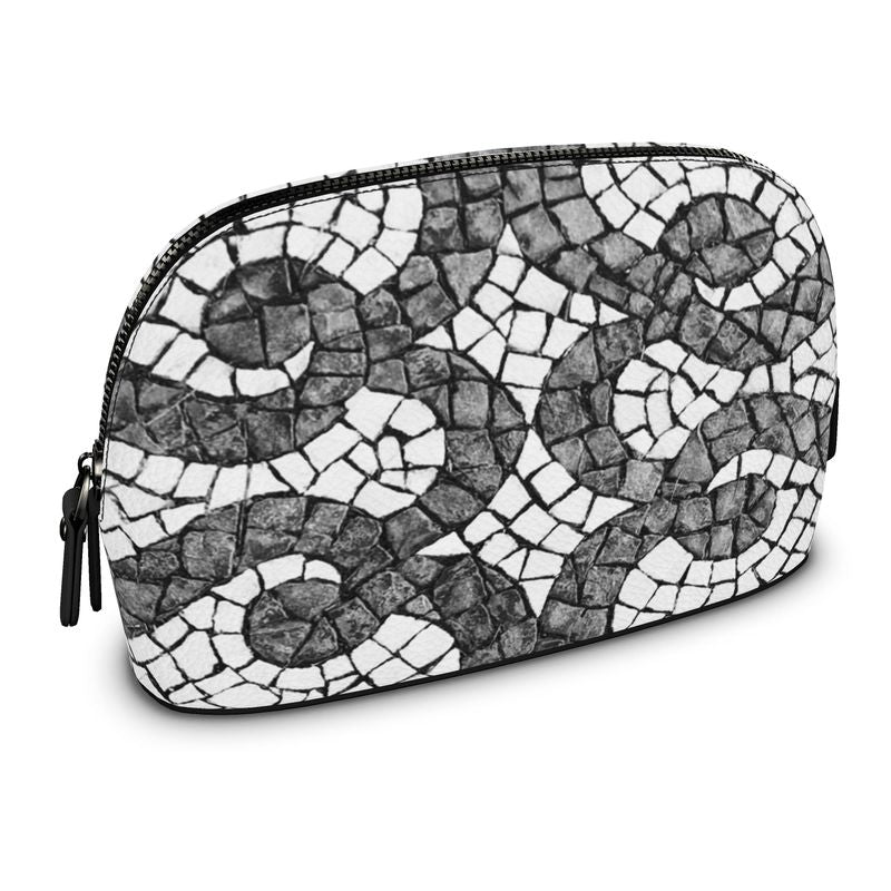 Premium Nappa Leather Makeup Bag / Cosmetic Case - Liberdade Calçada Cobblestone