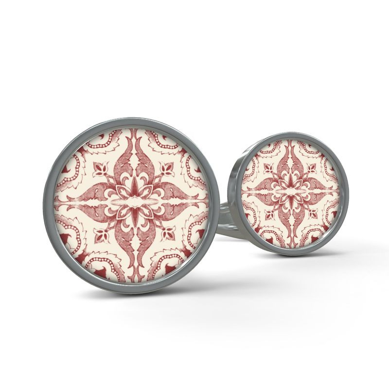 Cufflinks - Lisbon Alfama Esquina Tiled Round Cufflinks in Two Colors