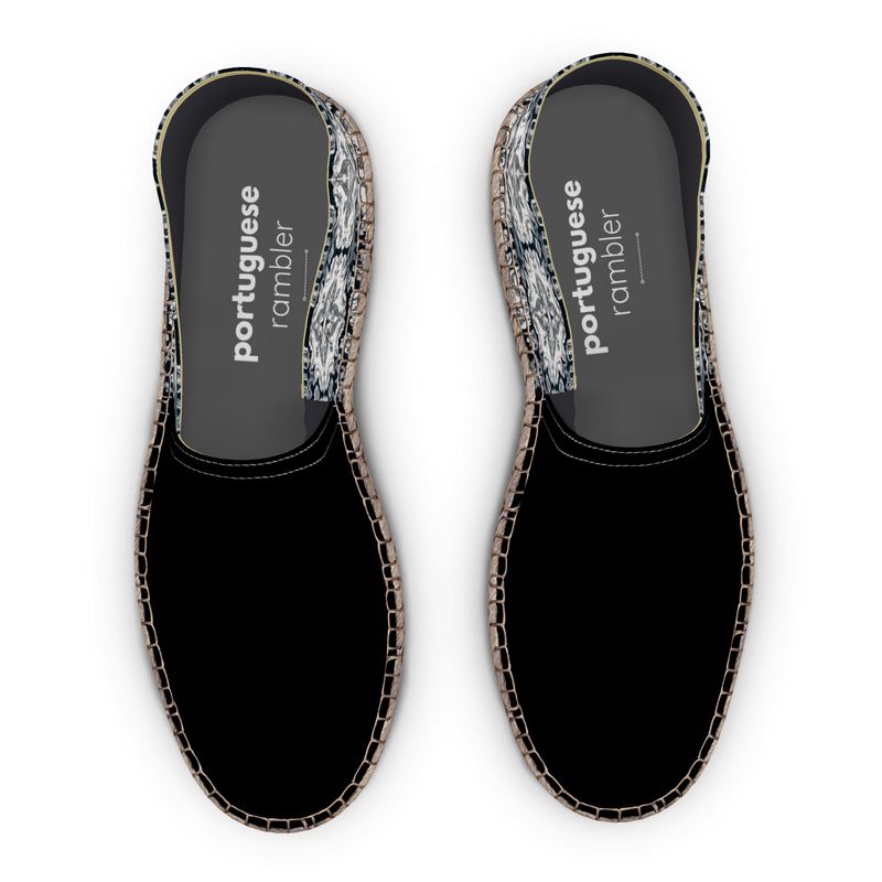 Flat Espadrilles - Portuguese Alfama Tile in Antique Black