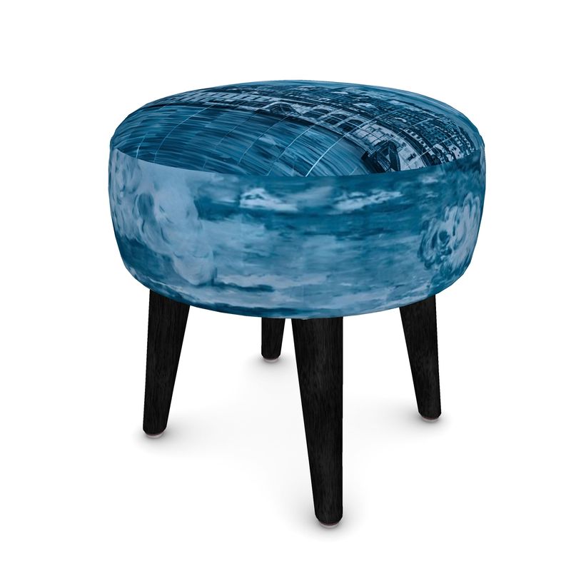 Lisbon Mural Round Footstool - Two Color Leg Options