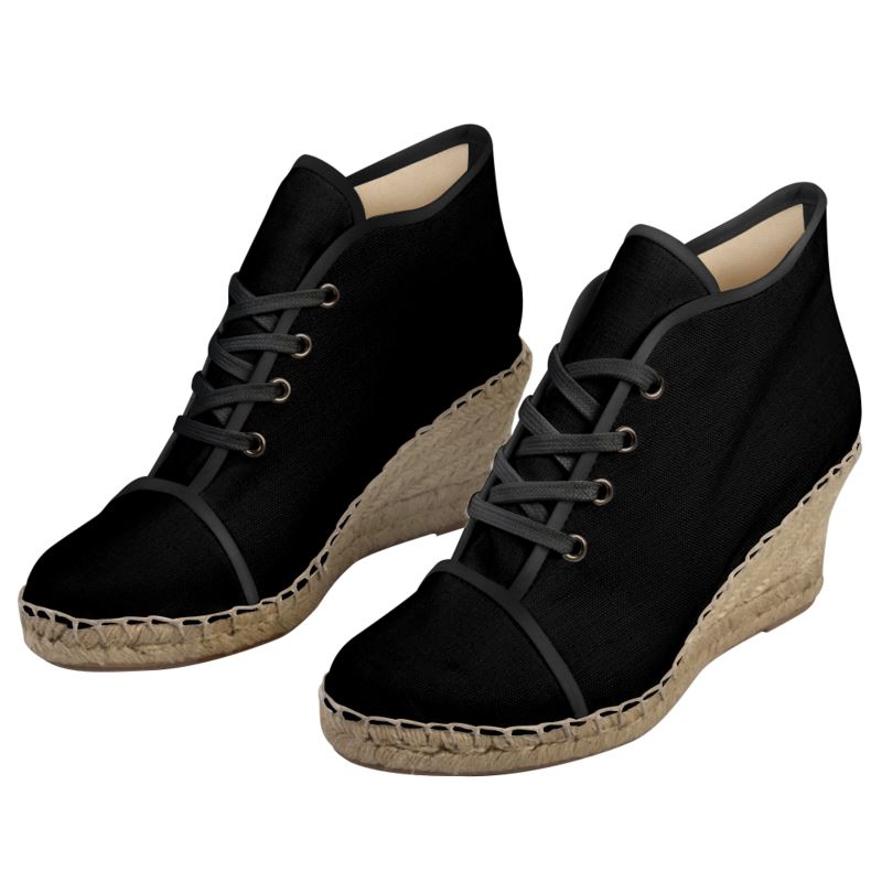 Wedge Espadrilles - Black with Black Trim