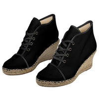 Thumbnail for Wedge Espadrilles - Black with Black Trim