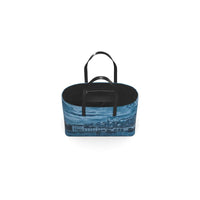 Thumbnail for Textured Leather Tote - Lisbon Mosaic Mural - Black and Blue Murals and Large and Small Sizes