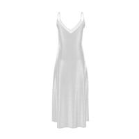 Thumbnail for Maxi Sleeveless Slip Silky V-Neck Dress in 4 Colors White Trim and Adjustable Straps