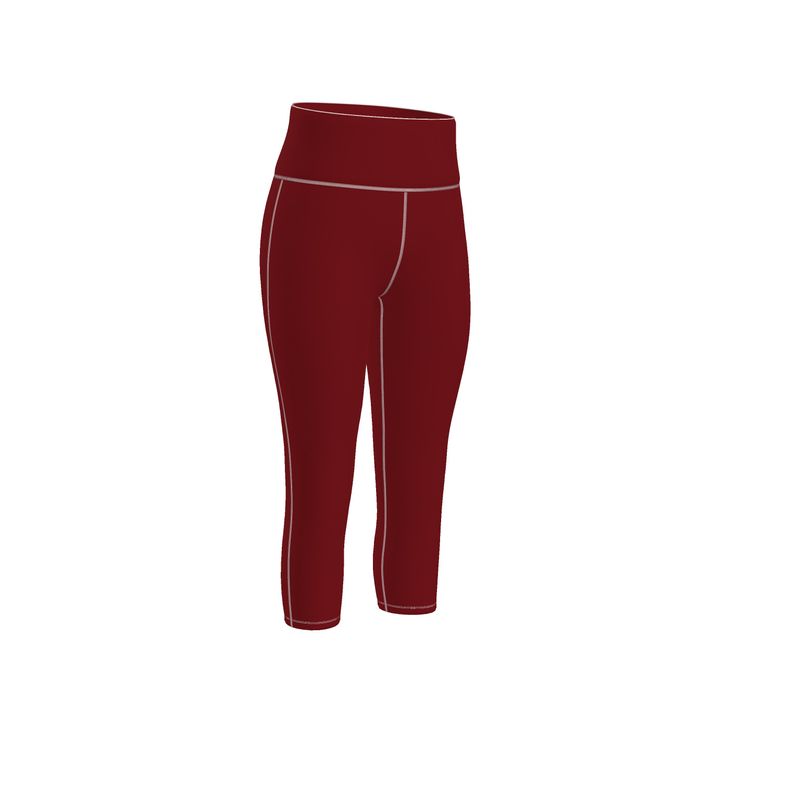 High-Waisted Capri and Full-Length Leggings With With Trim (Four Colors)