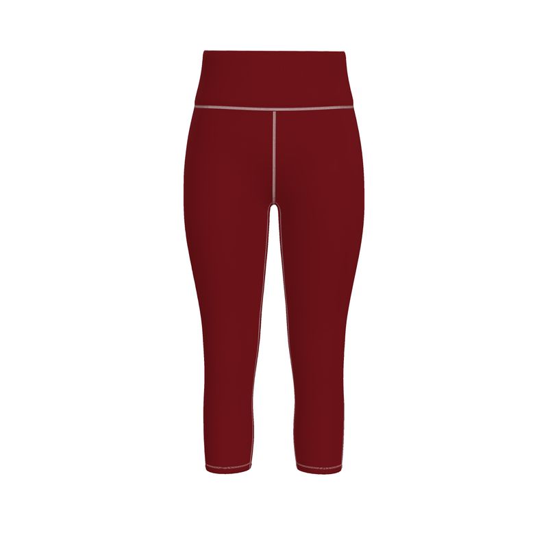 High-Waisted Capri and Full-Length Leggings With With Trim (Four Colors)