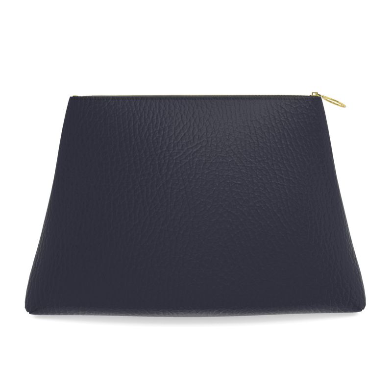 Zippered Clutch Bag with Satin Alfama Tile Interior and Gold Zipper - In Nappa and Vegan Leather or Canvas