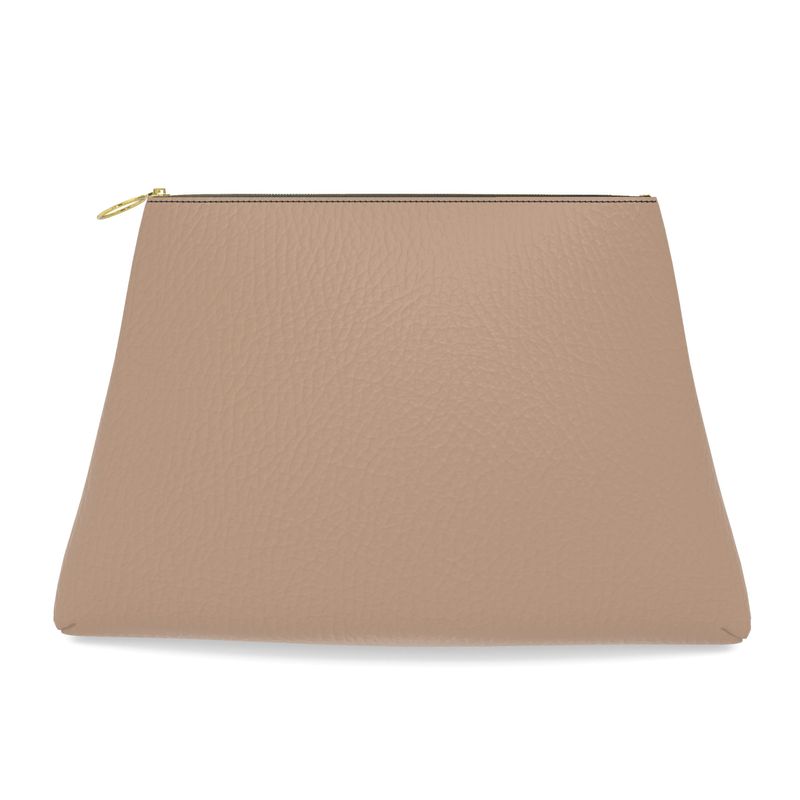 Zippered Clutch Bag with Satin Alfama Tile Interior and Gold Zipper - In Nappa and Vegan Leather or Canvas