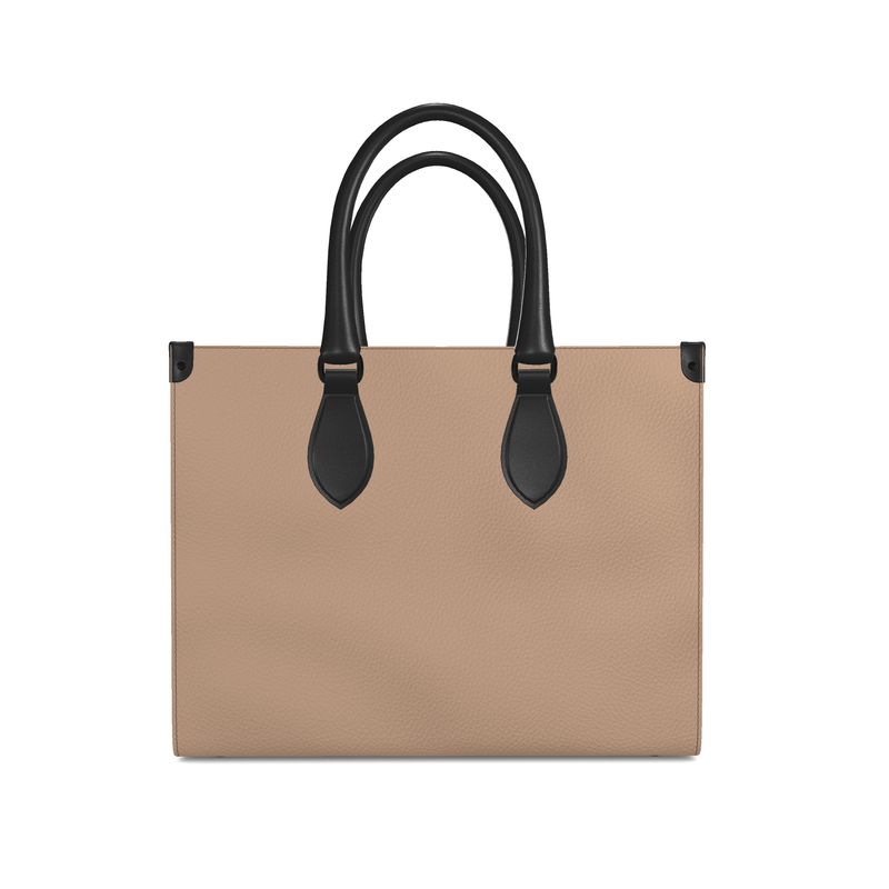 Premium Textured Nappa Leather - Firm Shopper Tote - 5 Colors - 2 Sizes