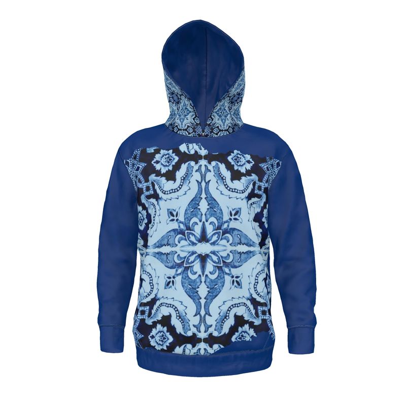 Portugal 'Alfama' Tile Fleece Pullover Unisex Premium Hoodie - Front and Outer Hood Design (5 Colors)