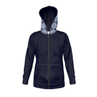 Thumbnail for Lux Fleece Unisex Zip Hoodie - Alfama Lisbon Blue and White Tile Hoodie