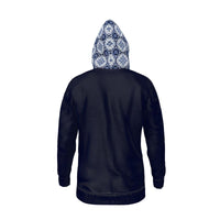 Thumbnail for Lux Fleece Unisex Zip Hoodie - Alfama Lisbon Blue and White Tile Hoodie