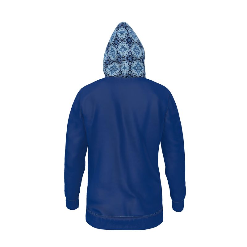 Lux Fleece Unisex Zip Hoodie - Outer Hood Alfama Lisbon Tile Design