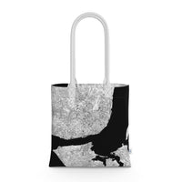 Thumbnail for Neoprene Lisbon City Map Tote Bag in Black and White Long Webbed Strap