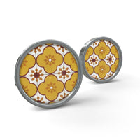 Thumbnail for Rustic Portuguese Yellow Azulejo Cufflinks