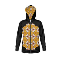 Thumbnail for Unisex Polar Fleece Yellow Portuguese Tile Zip Hoodie