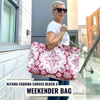 Thumbnail for Weekender, Beach and Day tripper Bag with Alfama Tile in Antique Red