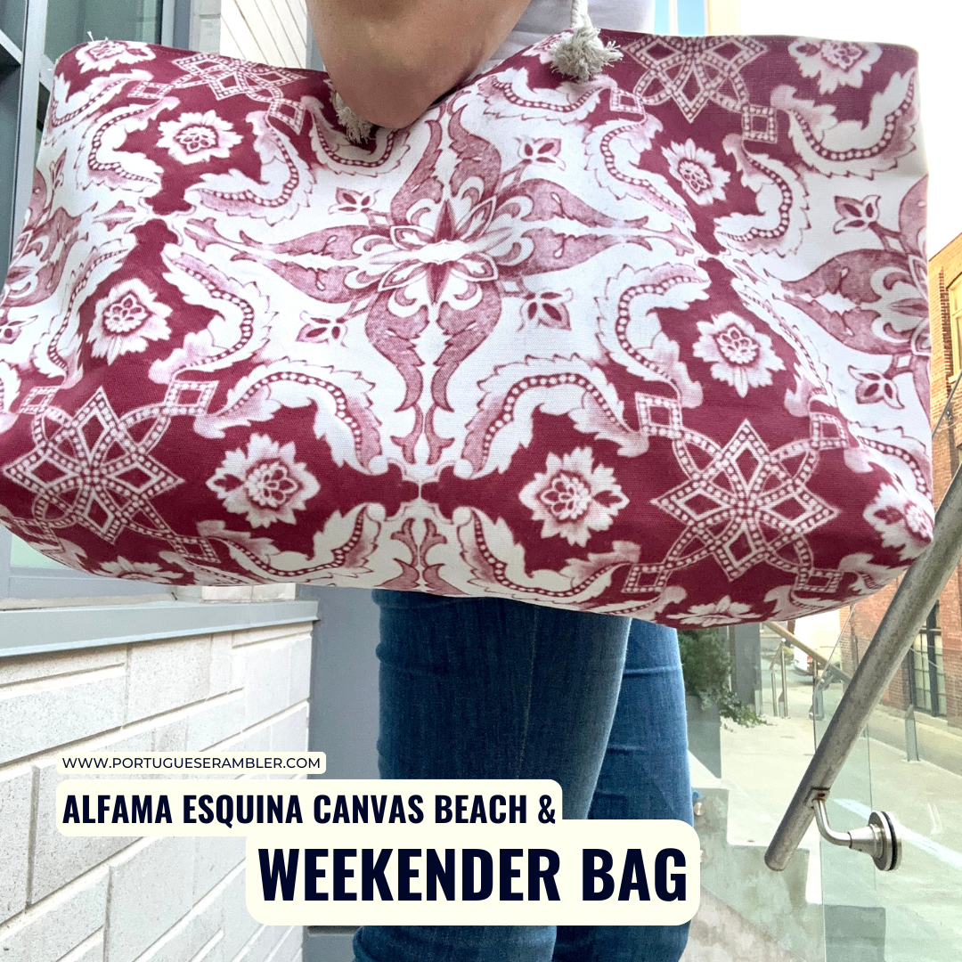 Weekender, Beach and Day tripper Bag with Alfama Tile in Antique Red