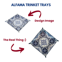 Thumbnail for Textured Nappa Leather Trinket Tray Featuring Blue and White Portuguese Alfama Tile Design