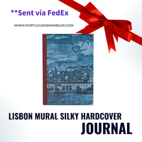 Thumbnail for Luxury Hardcover Journal Covered in an Elegant Satin with the Lisbon Mosaic Mural with Red Spine