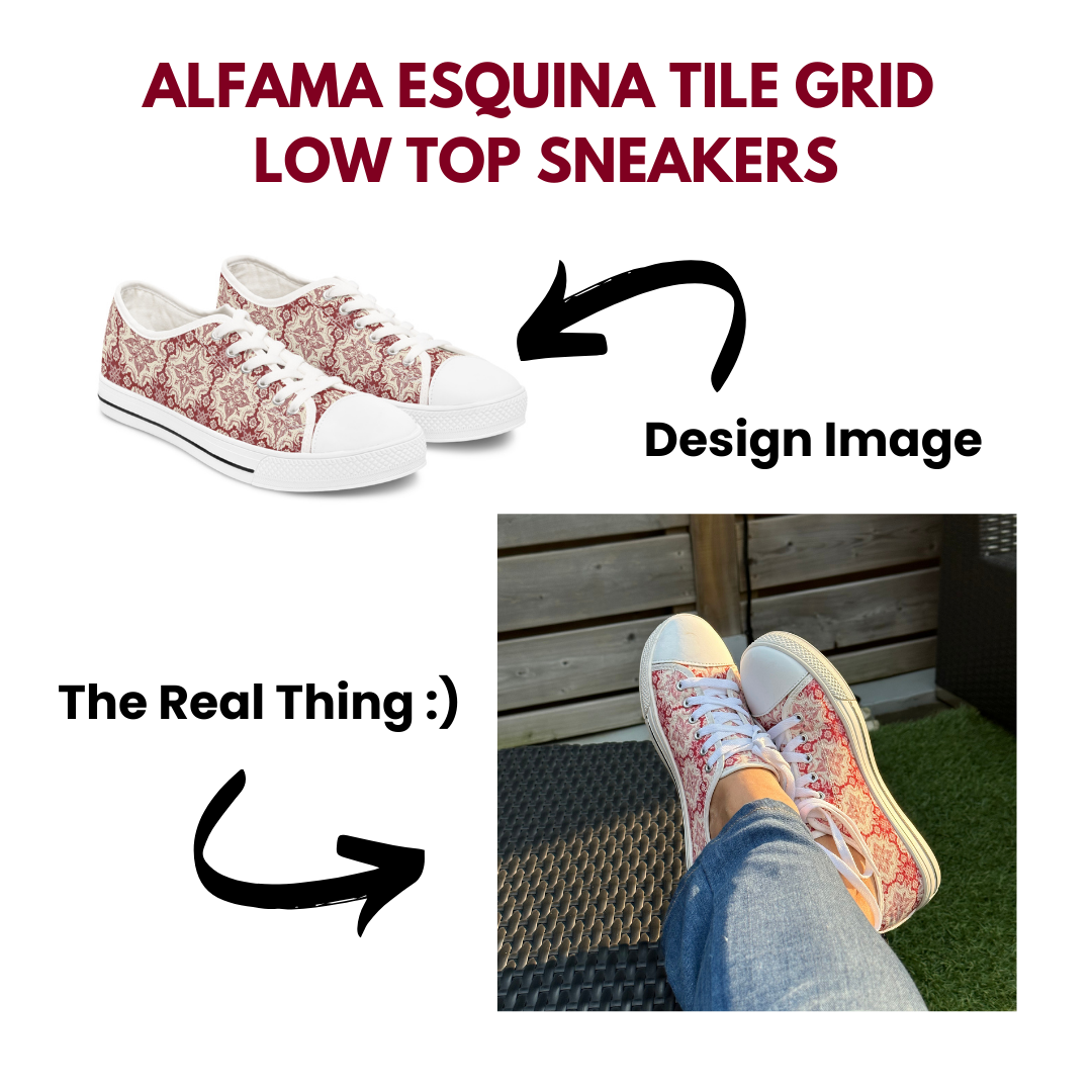 Women's Low Top Sneakers - Alfama Tile Grid - Available in Four Colours