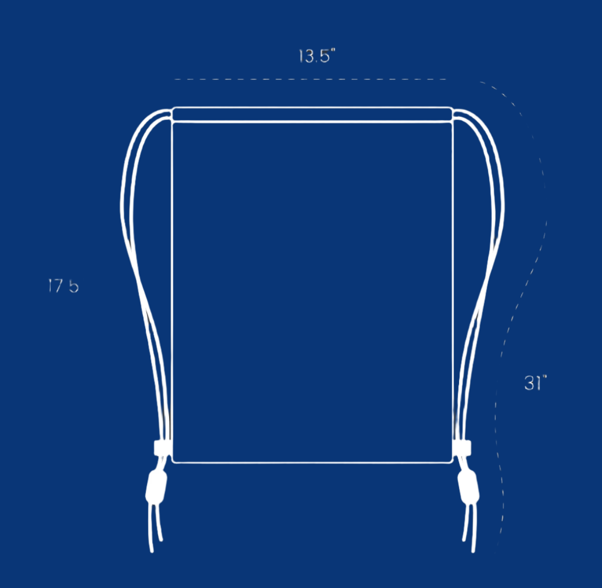 Portuguese 'Alfama' Grid Tile Drawstring Bag in Traditional Blue and White - Adjustable Straps with Key Ring