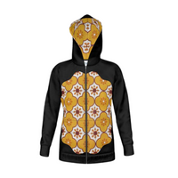 Thumbnail for Unisex Polar Fleece Yellow Portuguese Tile Zip Hoodie